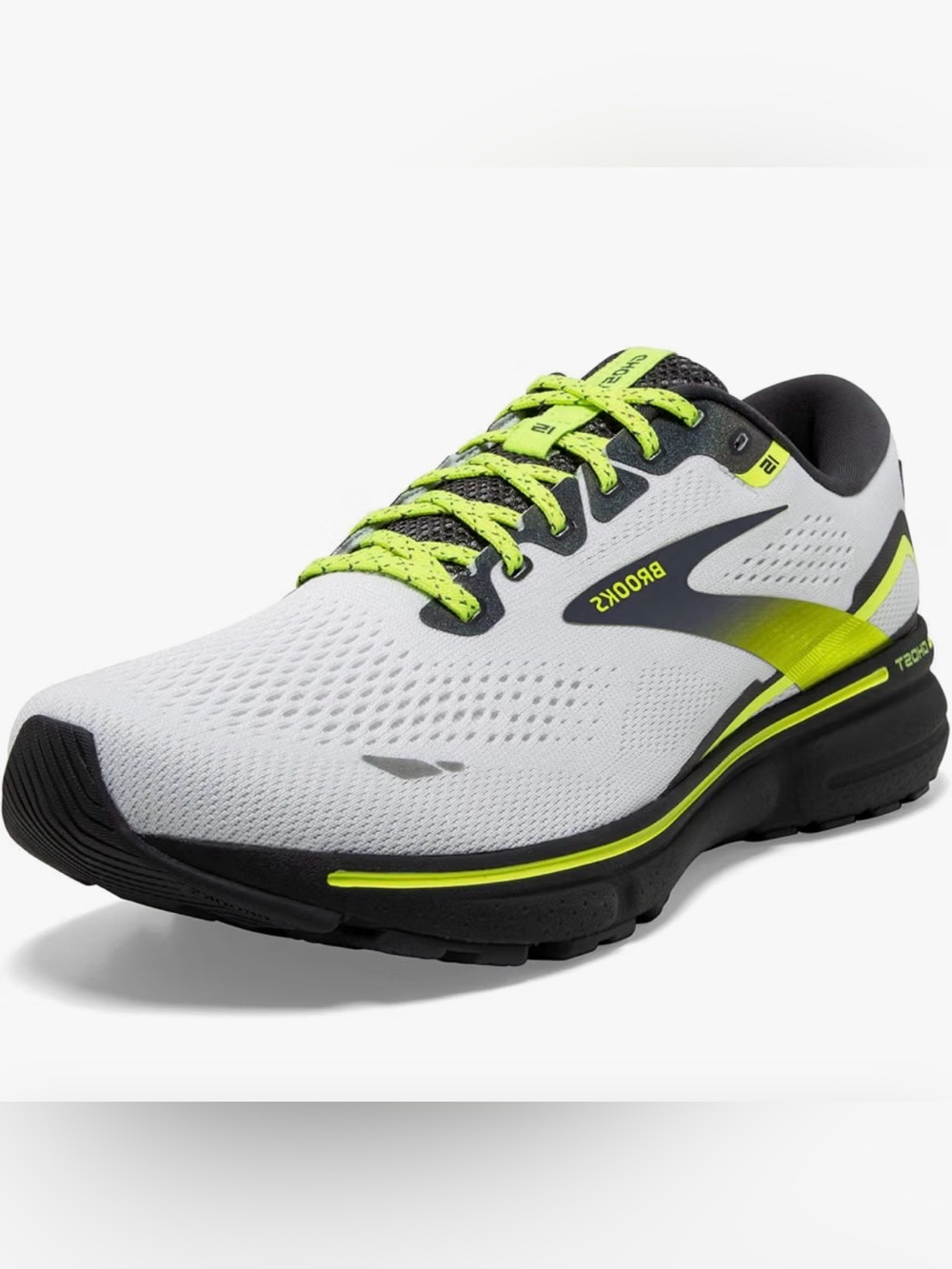 Brooks Women's Ghost 15 Neutral Running Shoe in white/ebony/nightlife